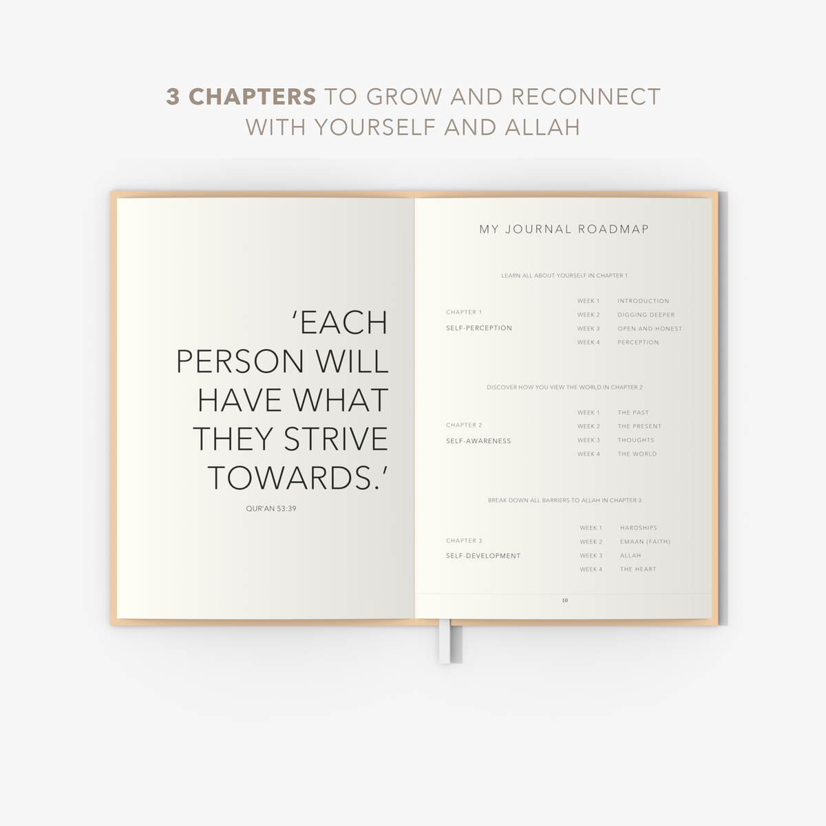 The Self and Faith Journal Limited Edition journal roadmap - 3 chapters to grow and reconnect with yourself and Allah #color_limited-edition