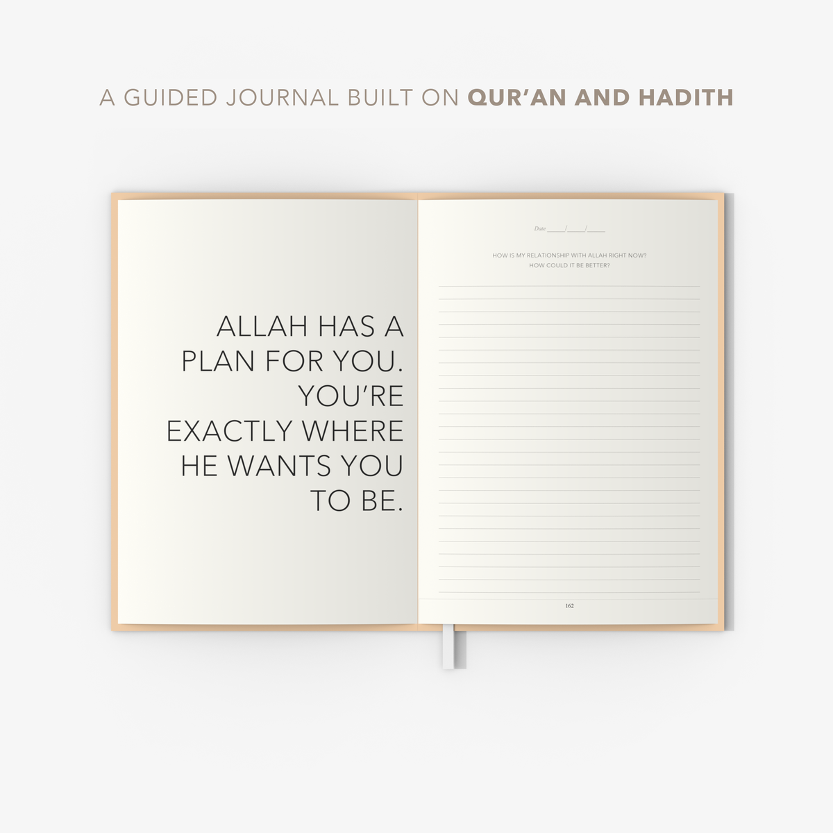 The Self and Faith Journal Blush Pink open spread - Allah has a plan for you page and a reflection prompt, a guided journal built on Qur'an and Hadith #color_blush-pink