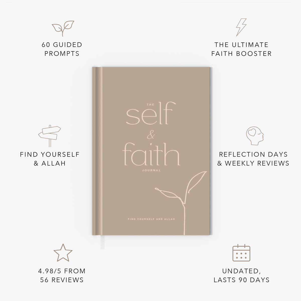 The Self and Faith Journal Vanilla Latte - 60 guided prompts, Reflection Days and Weekly Reviews, 4.98/5 from 56 reviews, undated and lasts 90 days #color_vanilla-latte