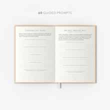 The Self and Faith Journal Blush Pink open pages - Starting Off Right and My Best Muslim Self, 60 guided prompts #color_blush-pink