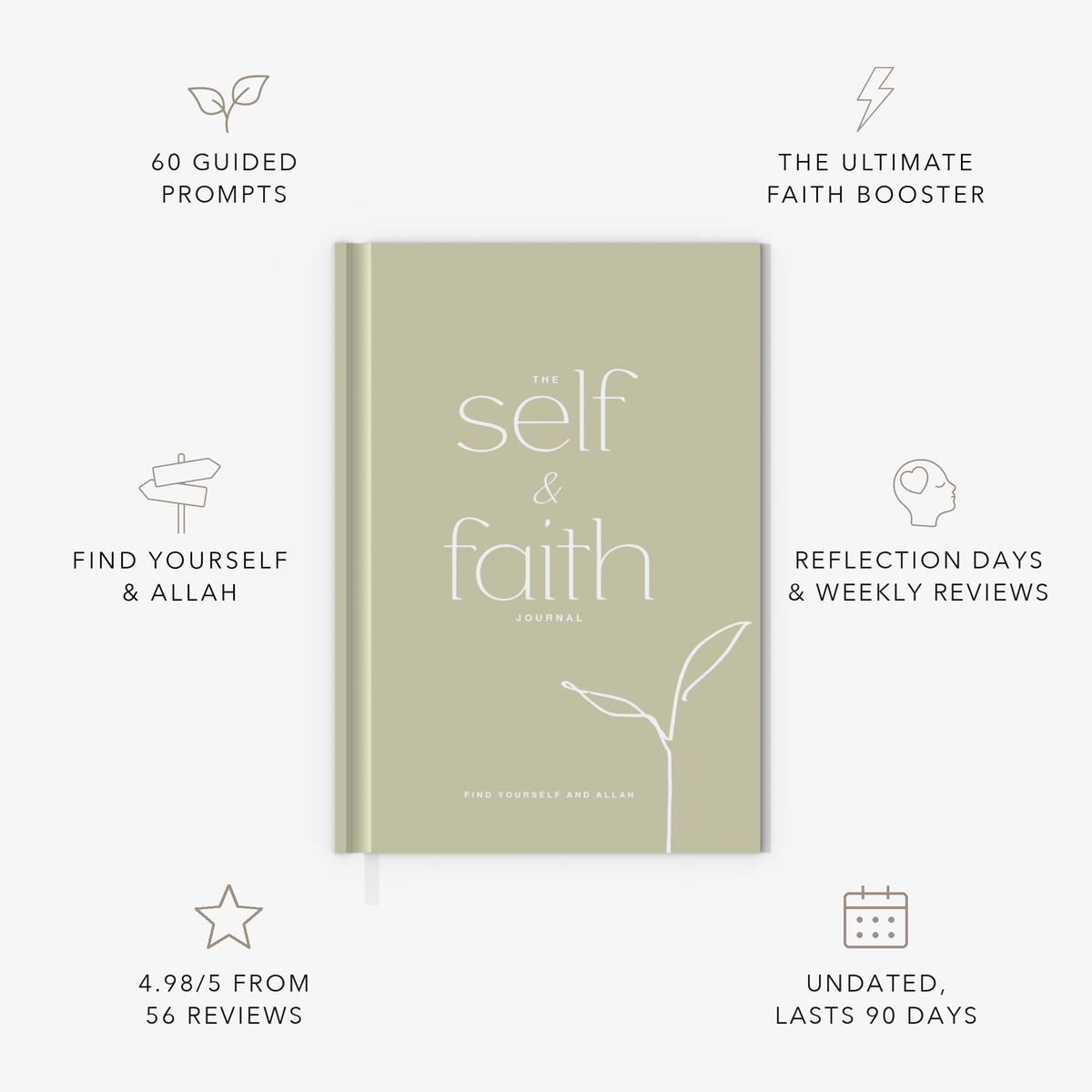 The Self and Faith Journal Pistachio - 60 guided prompts, Reflection Days and Weekly Reviews, 4.98/5 from 56 reviews, undated and lasts 90 days #color_pistachio