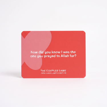 intention. card: "how did you know I was the one you prayed to Allah for?"